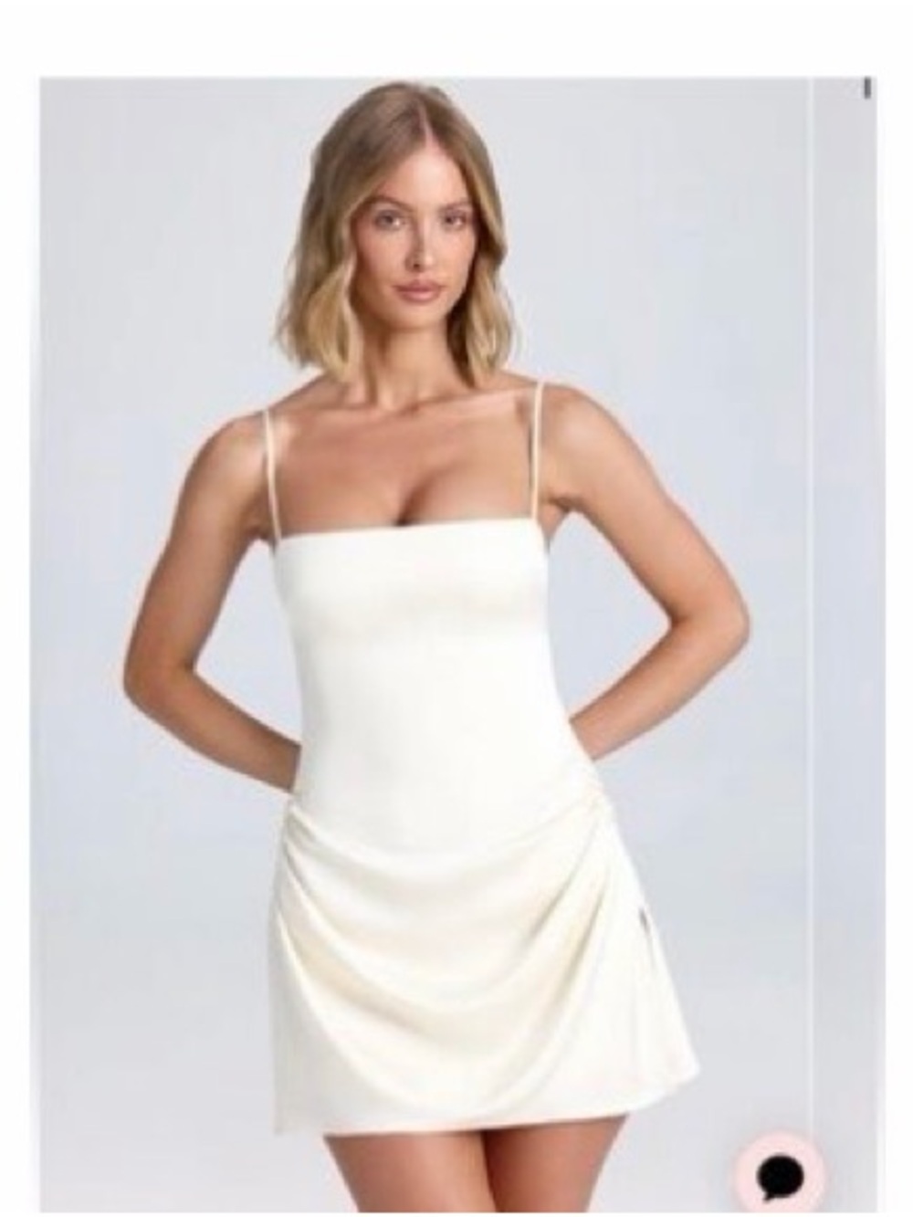 Oh Polly Cream Draped Mini Slip Dress
